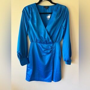 Blu Pepper Vibrant Blue Long Sleeve Dress